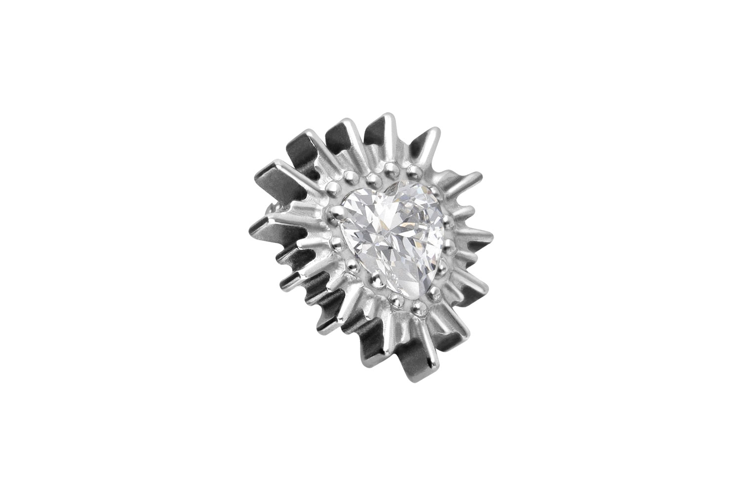 Titan Schraubaufsatz mit Außengewinde KRISTALLHERZ + SONNENSTRAHLEN von Piercingline